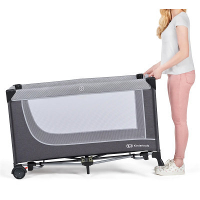 Дитячий манеж Kinderkraft кровать Leody с пеленатором Grey (5902533917952)