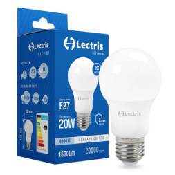 Лампочка Lectris A65 20W 4000K 220V E27 (1-LC-1109)