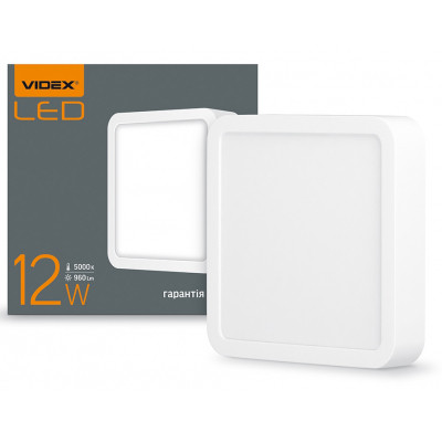 Світильник Videx LED накладний квадрат 12W 5000K (VL-DLSS-125)