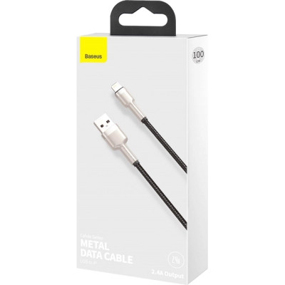 Дата кабель USB 2.0 AM to Lightning 1.0m Cafule Metal 2.4A black Baseus (CALJK-A01)
