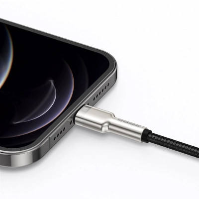 Дата кабель USB 2.0 AM to Lightning 1.0m Cafule Metal 2.4A black Baseus (CALJK-A01)