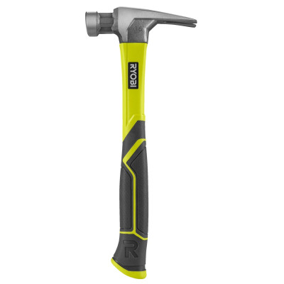 Молоток Ryobi RH16FSS, 450г, рукоятка зі скловолокна, цвяходер, магнітний тримач (5132005333)