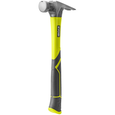 Молоток Ryobi RH16FSS, 450г, рукоятка зі скловолокна, цвяходер, магнітний тримач (5132005333)