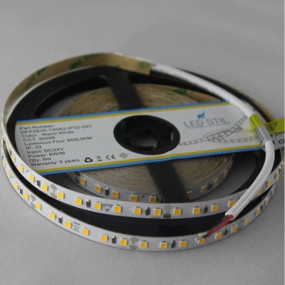 Світлодіодна стрічка LED-STIL 3000K 6 Вт/м 2835 128 діодів IP33 24 Вольта 850 lm тепле світло (DFP2835-128A3-IP33-24V)