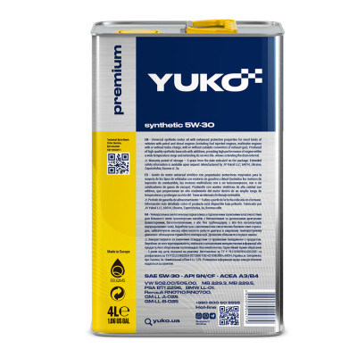 Моторна олива Yuko SYNTHETIC 5W-30 4л (4820070244779)