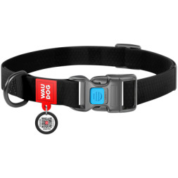 Нашийник для тварин WAUDOG Waterproof з QR паспортом Ш 25 мм Д 34-49 см чорний (27721)