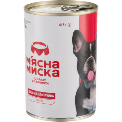 Консерви для собак М&#039;ясна Миска паштет з яловичиною 415 г (4820255190303)