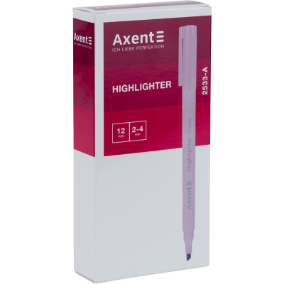 Маркер Axent Highlighter Pastel 2-4 мм клиноподібний рожевий (2533-10-A)