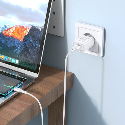 Зарядний пристрій BOROFONE BA68A Glacier USB + cable USB to USB-C 10.5W White (6974443385731)