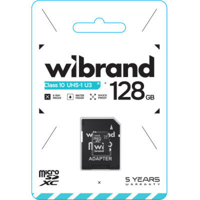 Карта пам&#039;яті Wibrand 128GB mictoSD class 10 UHS-I U3 (WICDHU3/128GB-A)
