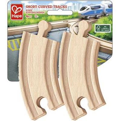 Залізниця Hape Набір для залізниці короткі вигнуті рейки 4 шт (E3776)