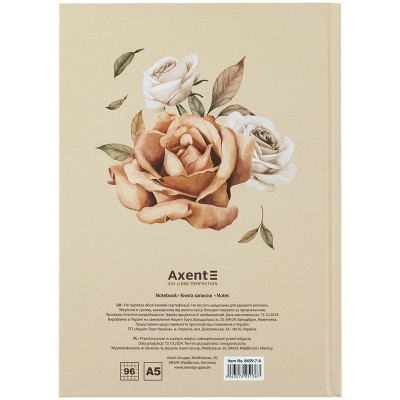 Книга записна Axent Beauty А5, 96 аркушів, клітинка, тверда обкладинка (8459-7-A)