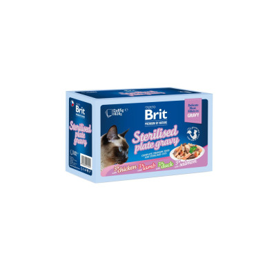 Вологий корм для кішок Brit Premium Delicate Fillets in Gravy Family Plate для стерилізованих (8595602570645)