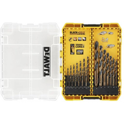 Набір свердл DeWALT по металу Black&amp;Gold HSS-G, 21 шт, кейс ToughCase (DT70755)