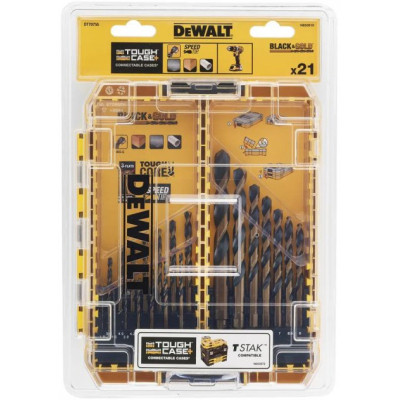 Набір свердл DeWALT по металу Black&amp;Gold HSS-G, 21 шт, кейс ToughCase (DT70755)