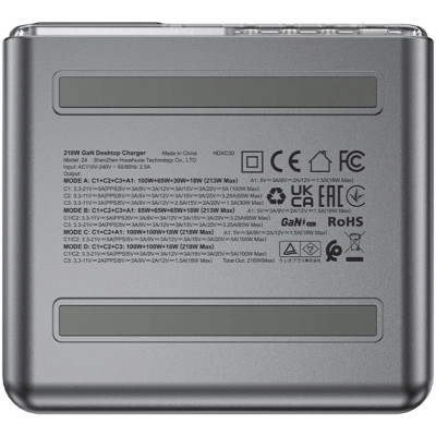 Зарядний пристрій Acefast 4xUSB 218W (3xUSB-C + USB-A) Gan Z4 Fast Charger (6974316282587)