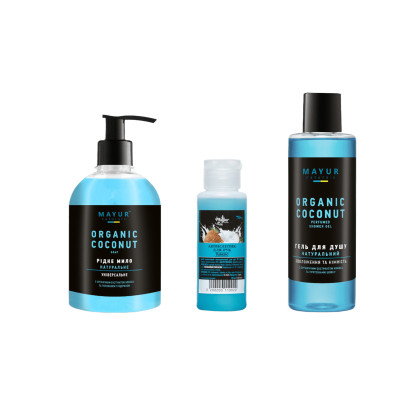 Набір косметики Mayur Мило Кокос + Гель для душу Кокос + Антисептик Кокос (2200160400377)