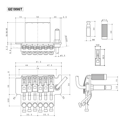 Бридж для гітари Gotoh GE1996T(40) B