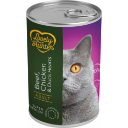 Консерви для котів Lovely Hunter Adult Beef, Chicken&amp;Duck Hearts 400 г (LHU45629)