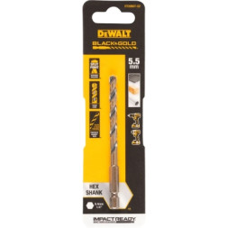 Свердло DeWALT по металу EXTREME IMPACT Black&amp;Gold, HSS-G, 5,5 х 98 х 59 мм, 1 шт. (DT20607)
