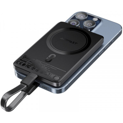 Батарея універсальна Acefast Magnetic Wireless 5000mAh 18W PD, QC/3.0, QI 7.5W, ультра тонкий, M8 Bllack (6974316283386)