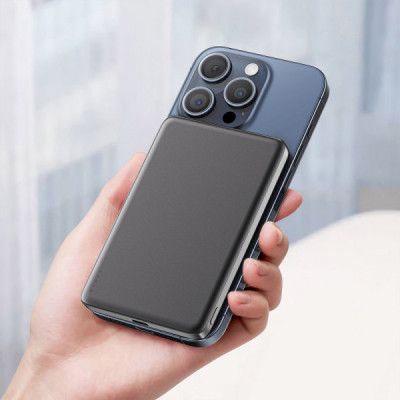 Батарея універсальна Acefast Magnetic Wireless 5000mAh 18W PD, QC/3.0, QI 7.5W, ультра тонкий, M8 Bllack (6974316283386)