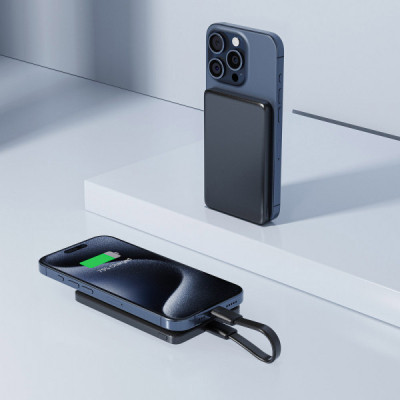 Батарея універсальна Acefast Magnetic Wireless 5000mAh 18W PD, QC/3.0, QI 7.5W, ультра тонкий, M8 Bllack (6974316283386)