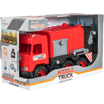 Спецтехніка Tigres Авто &quot;Middle truck&quot; сміттєвоз (червоний) в коробці (39488)