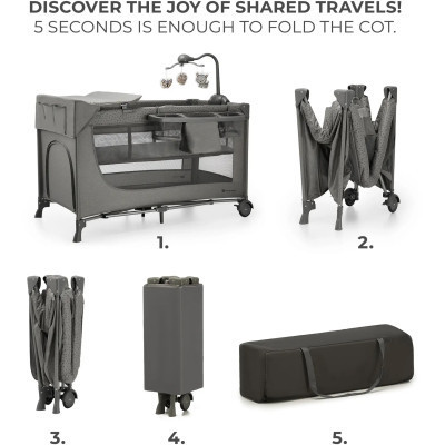 Дитячий манеж Kinderkraft с пеленатором Joy 2 Dark Grey (5902533925155)