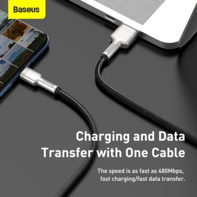 Дата кабель USB 2.0 AM to USB-C 1.0m Cafule Metal 66W black Baseus (CAKF000101)
