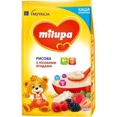 Дитяча каша Milupa Рисова молочна з лісовими ягодами 210 г (5900852047459)