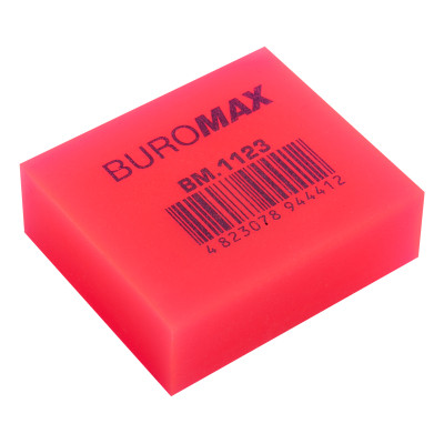 Гумка Buromax NEON, прямокутна 40x35x14 мм, м&#039;який пластик, асорті кольорів (BM.1123)