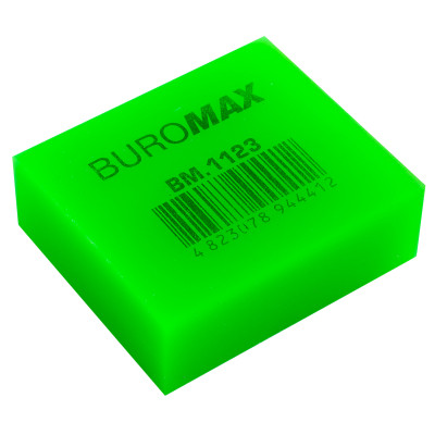 Гумка Buromax NEON, прямокутна 40x35x14 мм, м&#039;який пластик, асорті кольорів (BM.1123)