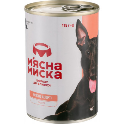 Консерви для собак М&#039;ясна Миска паштет м’ясне асорті 415 г (4820255190310)