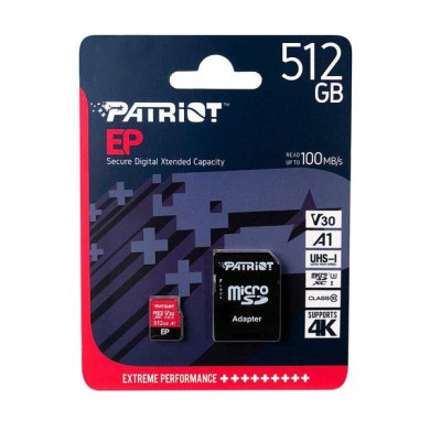 Карта пам&#039;яті Patriot 512GB microSD class 10 UHS-I U3 (PEF512GEP31MCX)