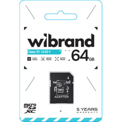 Карта пам&#039;яті Wibrand 64GB mictoSD class 10 UHS-I (WICDXU1/64GB-A)