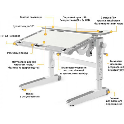 Парта Mealux Ergowood L Multicolor TG Energy (BD-810 TG/MC Energy)