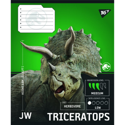 Зошит Yes JURASSIC WORLD Strength and Power А5 24 аркушів клітинка (767668)