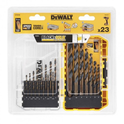 Набір свердл DeWALT по металу Black&amp;Gold HSS-G, 23 шт, кейс Tough Case (DT70729)
