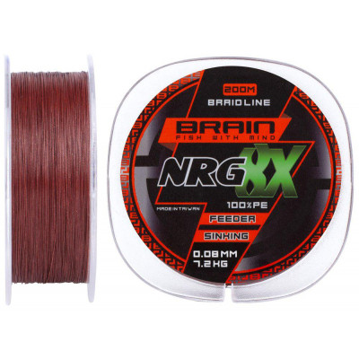 Шнур Brain fishing NRG 8X sinking 200m 7.2kg brown 0.08mm (1858.20.87)