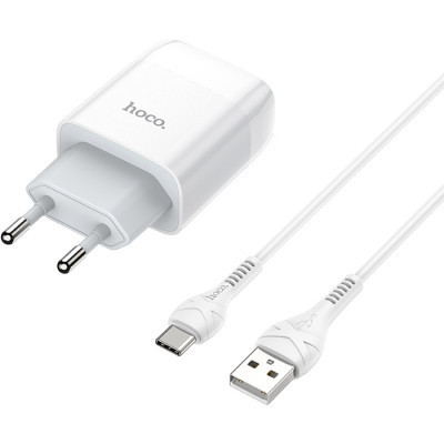 Зарядний пристрій HOCO C72A Glorious single port charger set(Type-C) White (6931474713018)