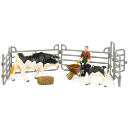 Фігурка Kids Team набір Ферма фермер, чорно білий бик, чорно біле теля (Q9899-X10_4)