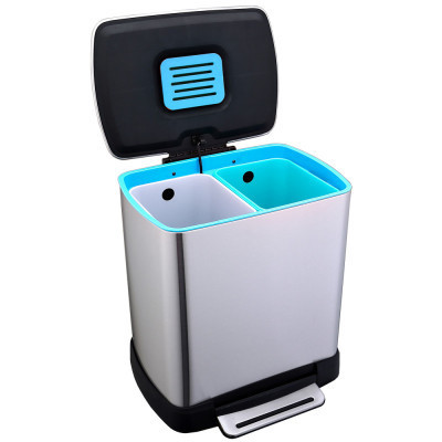 Контейнер для сміття JAH для сортування з педаллю і вн. відром срібн. металік 10+10 л (7025)