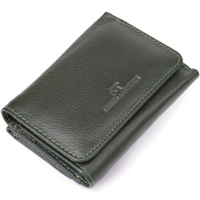 Гаманець ST Leather З натуральної шкіри Зелений (23076)