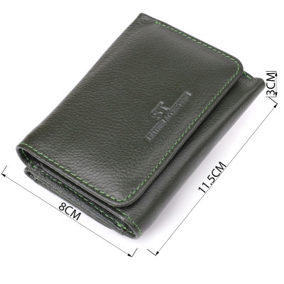 Гаманець ST Leather З натуральної шкіри Зелений (23076)