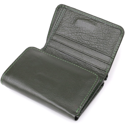 Гаманець ST Leather З натуральної шкіри Зелений (23076)