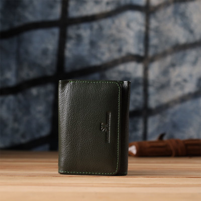 Гаманець ST Leather З натуральної шкіри Зелений (23076)