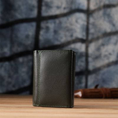 Гаманець ST Leather З натуральної шкіри Зелений (23076)