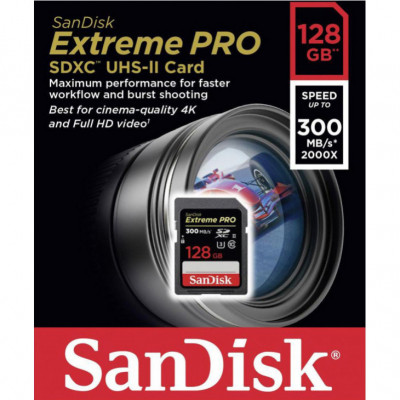Карта пам&#039;яті SanDisk 128GB SDXC class 10 UHS-II U3 V90 Extreme Pro (SDSDXDK-128G-GN4IN)