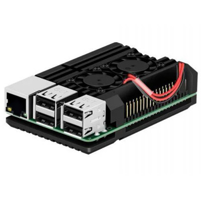 Додаткове обладнання до промислового ПК Raspberry Pi радіатор для 4B алюмінієвий з 2 кулерами (RA503)